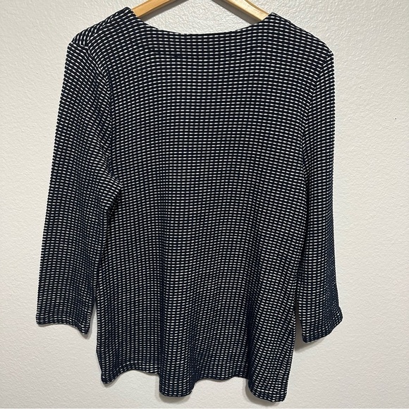 Talbots Top Women's Large Navy Blue 3/4 Sleeve Stretch Tunic - Picture 5 of 6